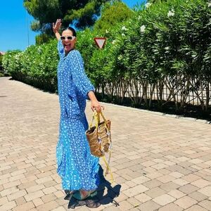 ZARA DOTTED MESH PRINTED BOHO MIDI DRESS